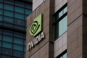 FILE PHOTO: A view of a Nvidia logo at their