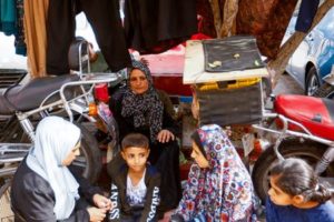Displaced Palestinians take shelter at Nasser Hospital Complex following Israeli